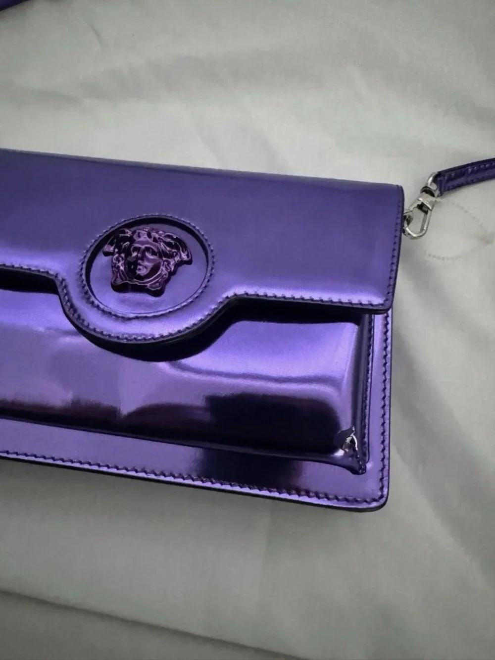 Authentic Versace Mini Crossbody Purple Leather Medusa Logo